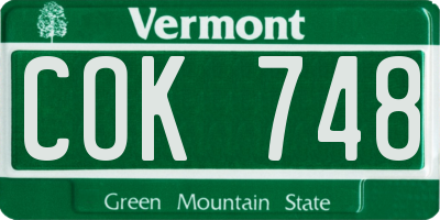 VT license plate COK748