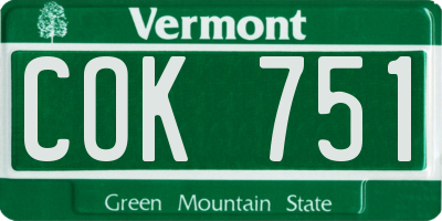 VT license plate COK751