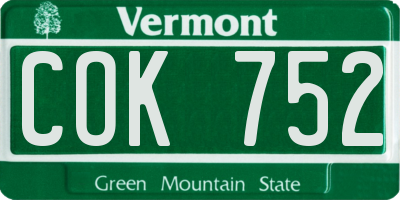 VT license plate COK752