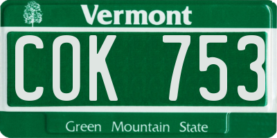 VT license plate COK753