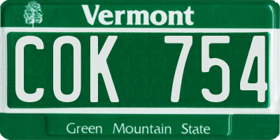 VT license plate COK754