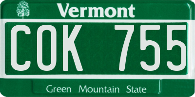 VT license plate COK755