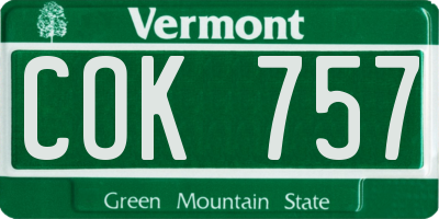 VT license plate COK757