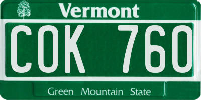 VT license plate COK760