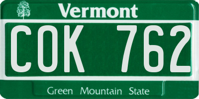 VT license plate COK762