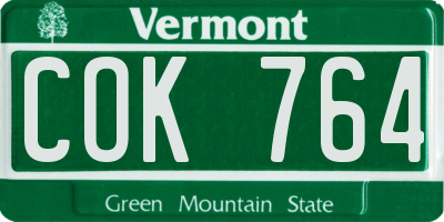 VT license plate COK764