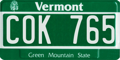 VT license plate COK765