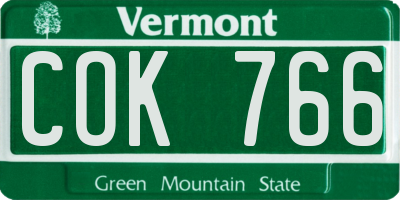 VT license plate COK766
