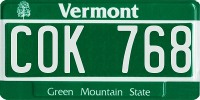 VT license plate COK768