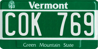 VT license plate COK769