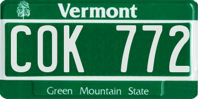 VT license plate COK772