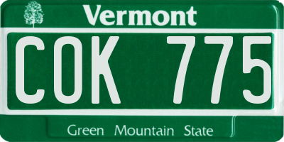 VT license plate COK775