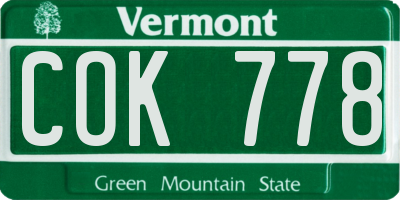 VT license plate COK778