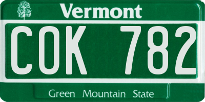 VT license plate COK782
