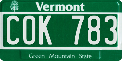 VT license plate COK783