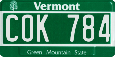 VT license plate COK784