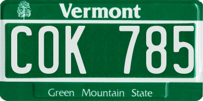 VT license plate COK785