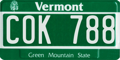 VT license plate COK788