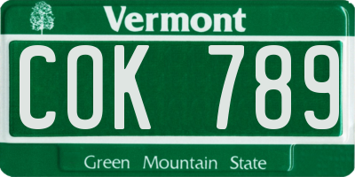 VT license plate COK789