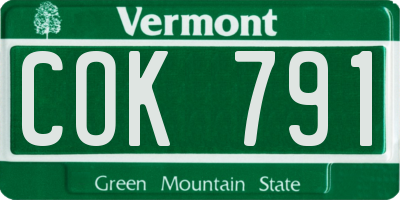 VT license plate COK791