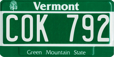 VT license plate COK792