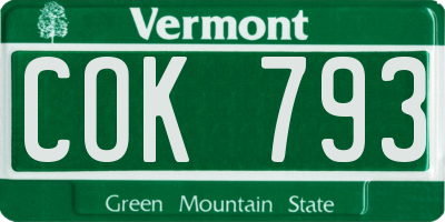VT license plate COK793
