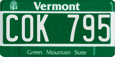 VT license plate COK795