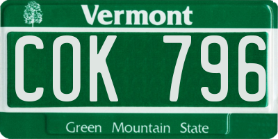 VT license plate COK796