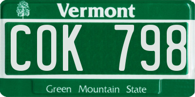 VT license plate COK798