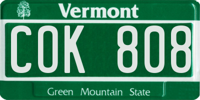 VT license plate COK808
