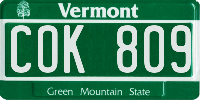 VT license plate COK809