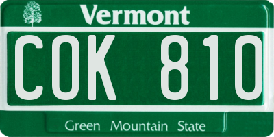 VT license plate COK810