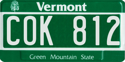 VT license plate COK812