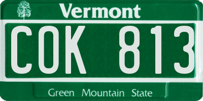 VT license plate COK813