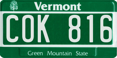VT license plate COK816