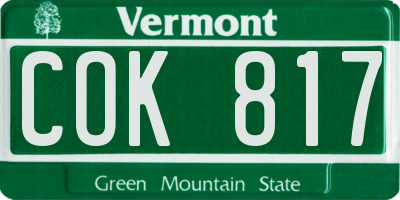 VT license plate COK817