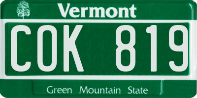 VT license plate COK819