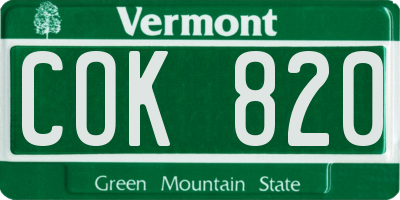 VT license plate COK820