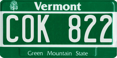 VT license plate COK822