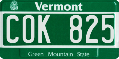 VT license plate COK825