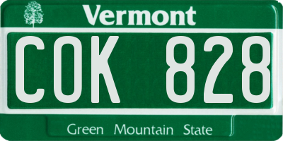 VT license plate COK828