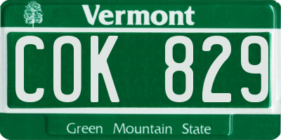 VT license plate COK829