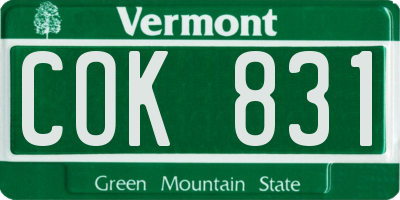 VT license plate COK831