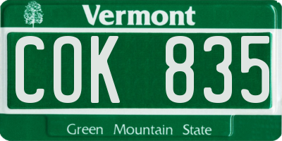 VT license plate COK835