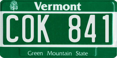 VT license plate COK841