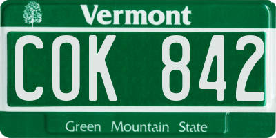 VT license plate COK842