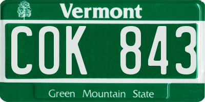 VT license plate COK843