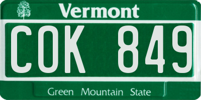 VT license plate COK849