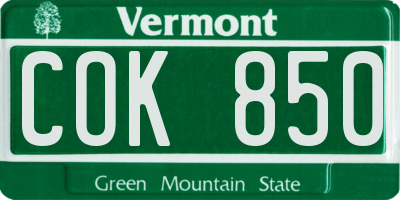 VT license plate COK850