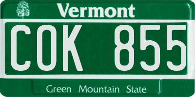 VT license plate COK855